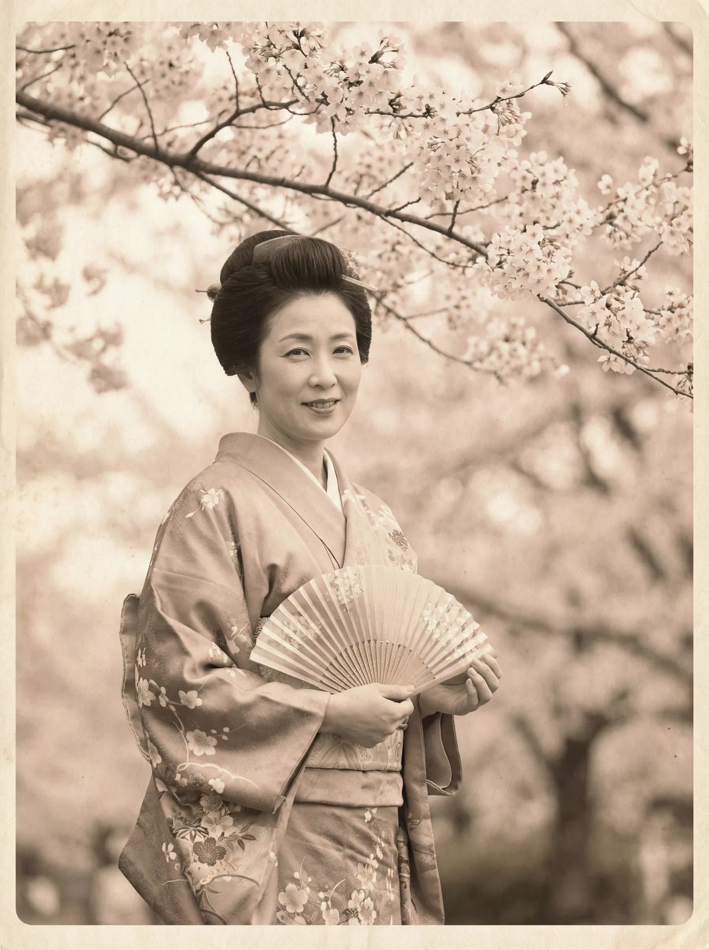 一位持扇的优雅 极品美女-高清写真写真集|福利视频下载|每日推荐 在樱花树下的复古写真